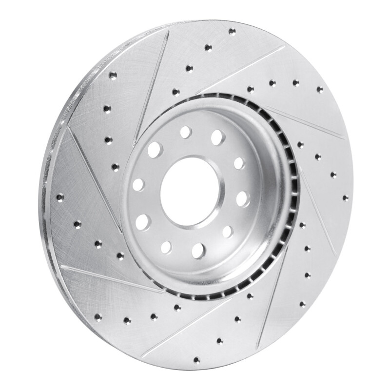 Dodge Charger DAYTonA Brake Rotor (1) - Front Right - R1 Concepts - Drilled & Slotted - Silver - `21-`25